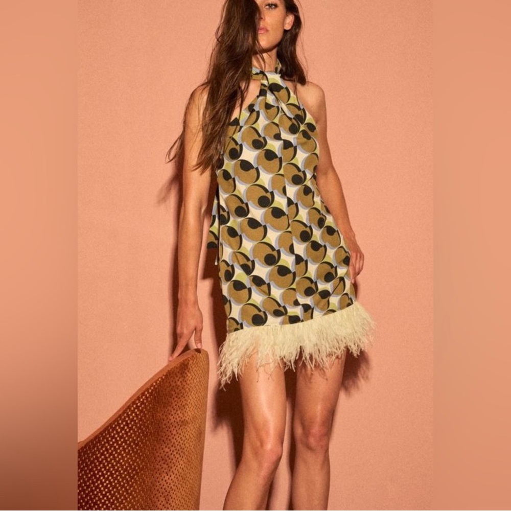 Geometric mini olive dress